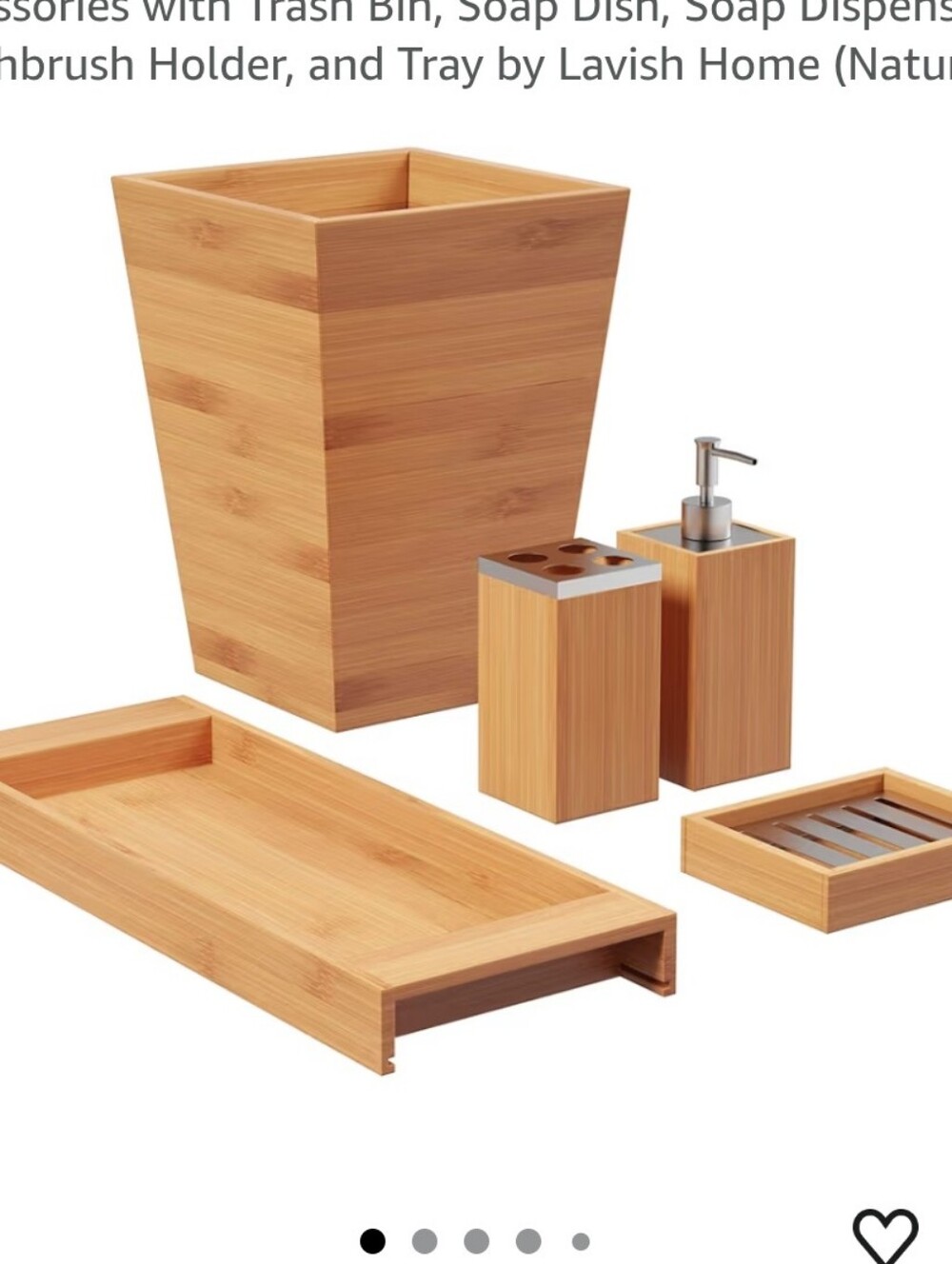 Lavish Bamboo Bathroom Accessory Set in Natural Tan
